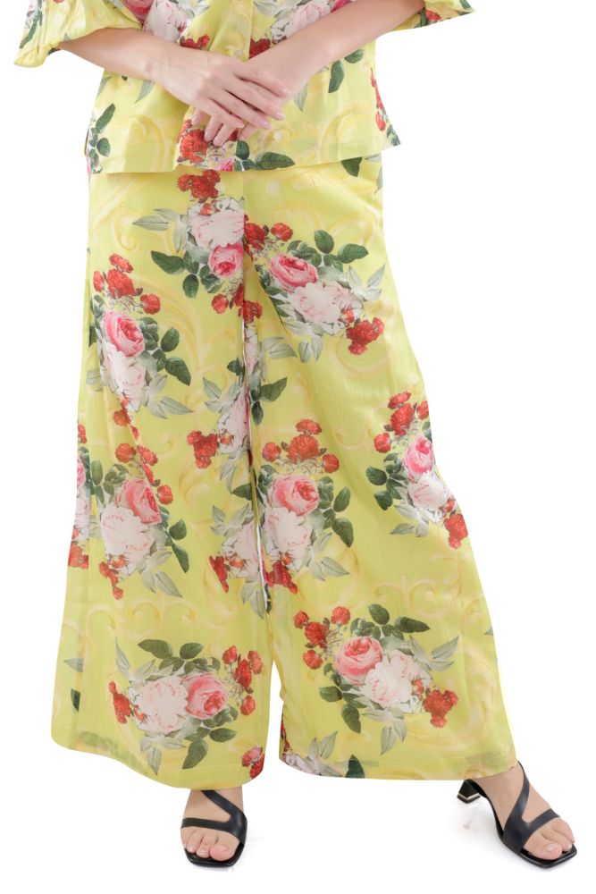 Neon Peonia Printed Parallel Pant