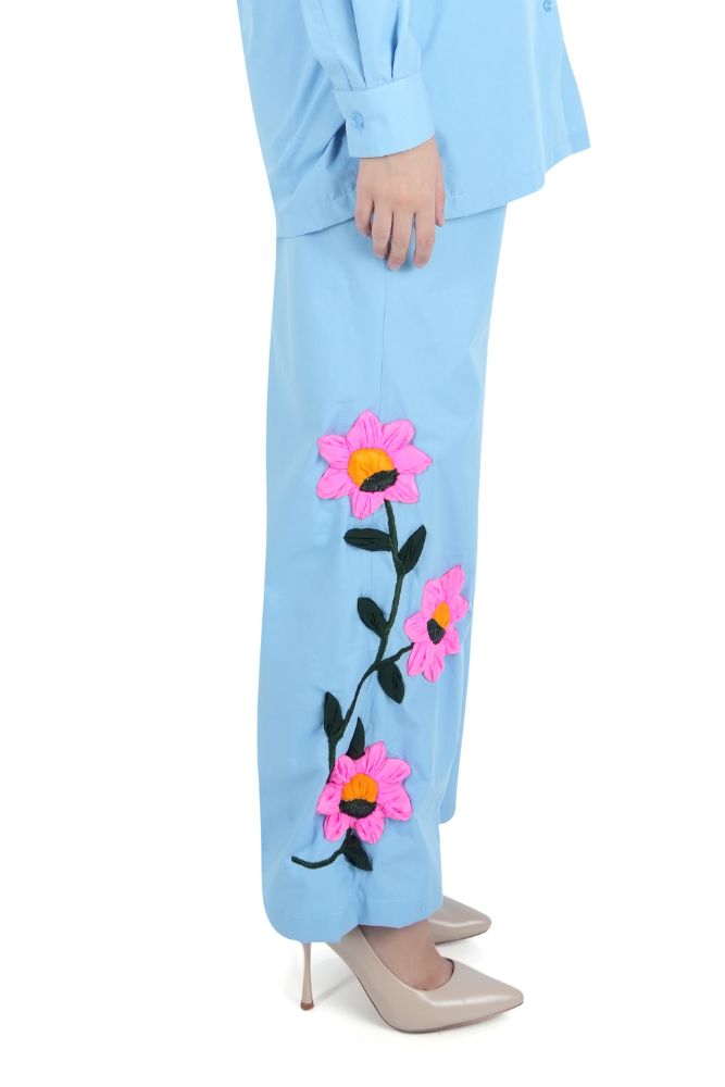 Flowerburst Embroidered Straight Pant