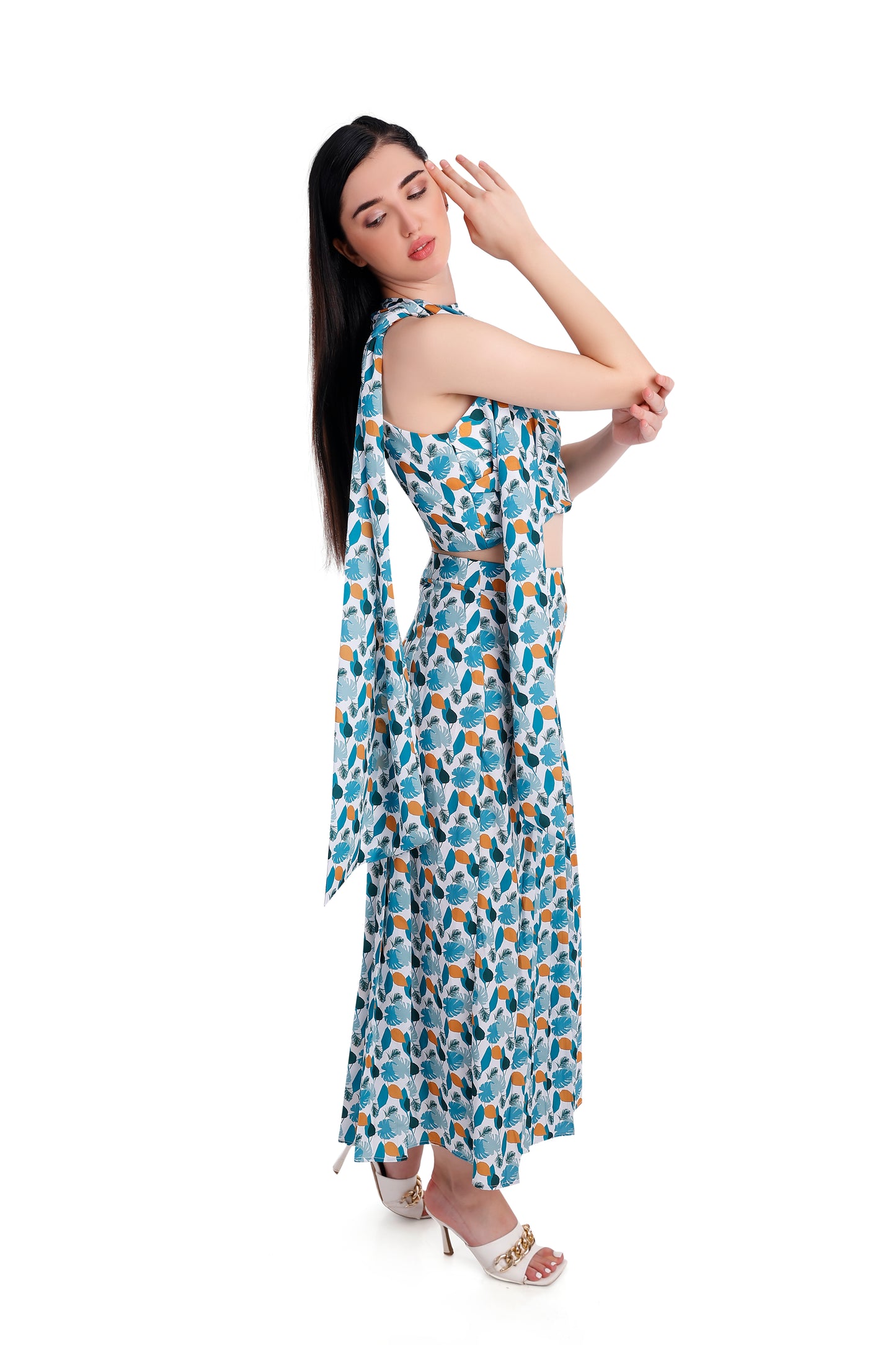Co-ord Set With Knotting Top & Pleated