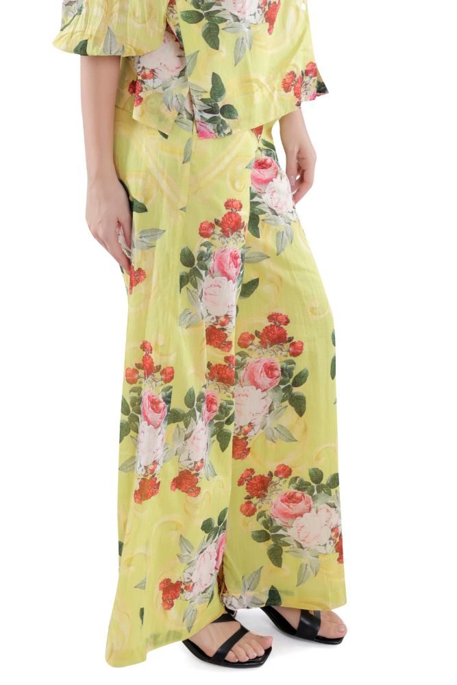 Neon Peonia Printed Parallel Pant