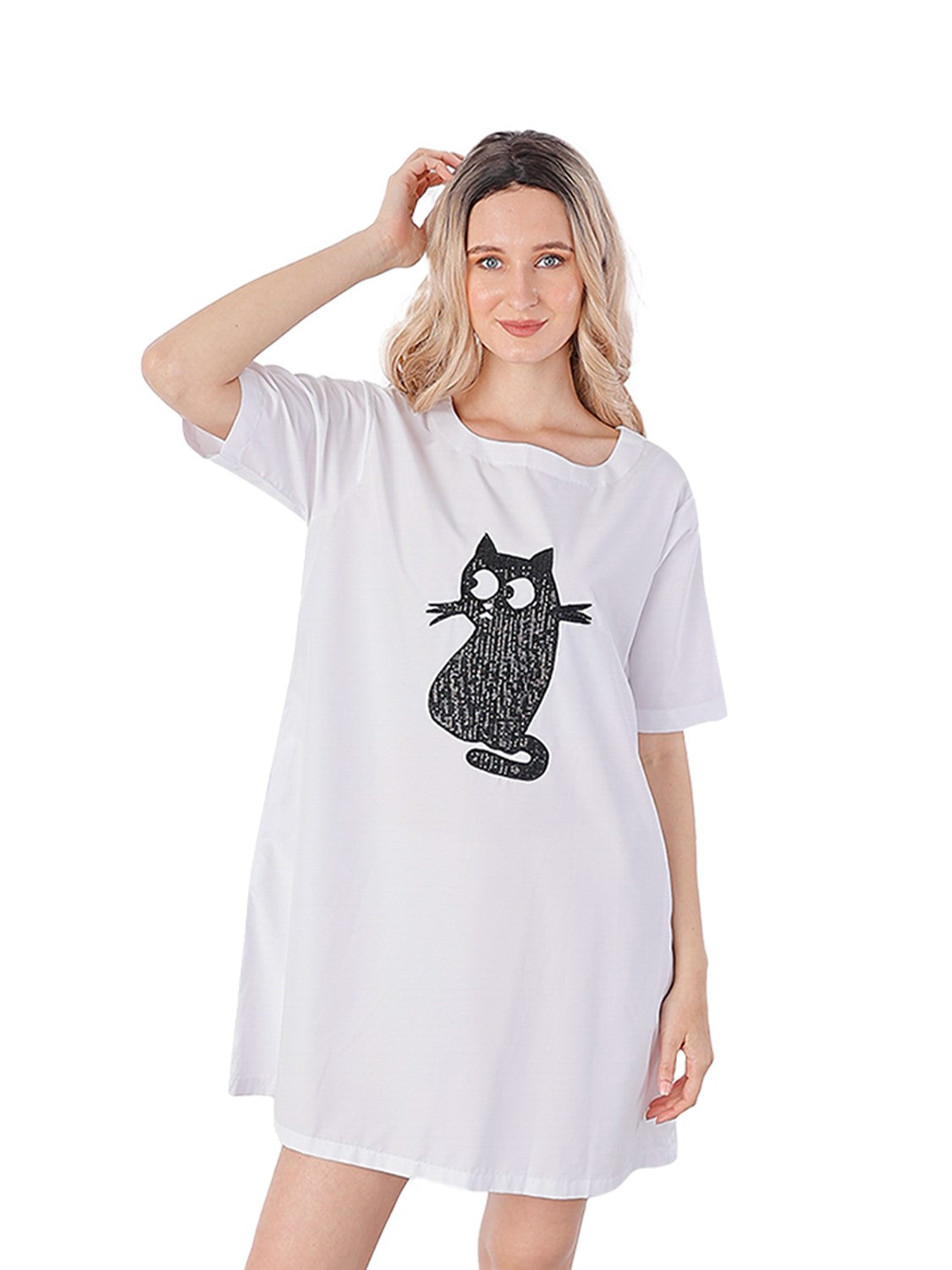 Cat Embroidered Dress