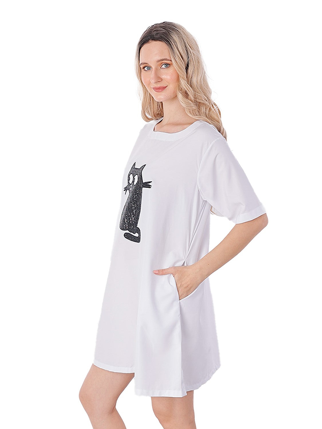 Cat Embroidered Dress