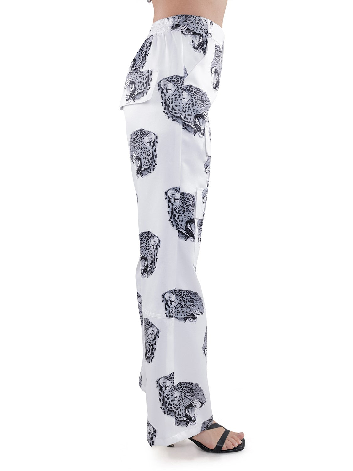 Leopard Printed White Cargo Pant