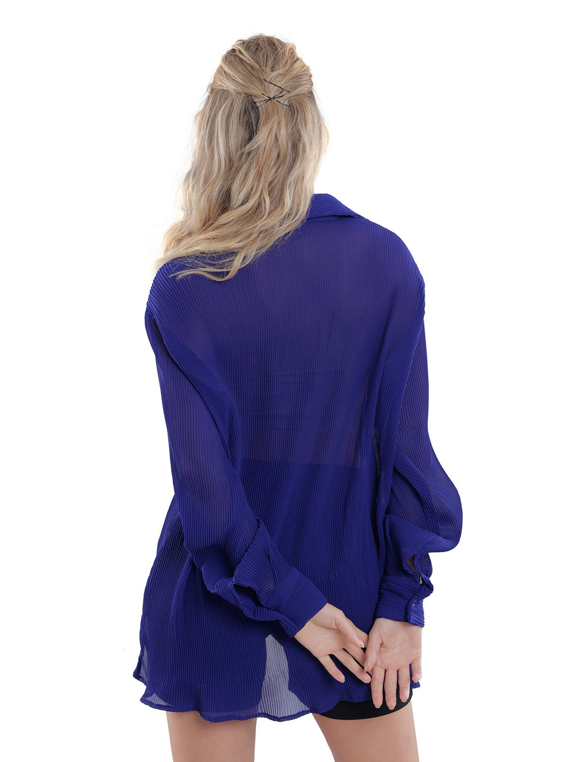 Micro Pleated Blue Shirt