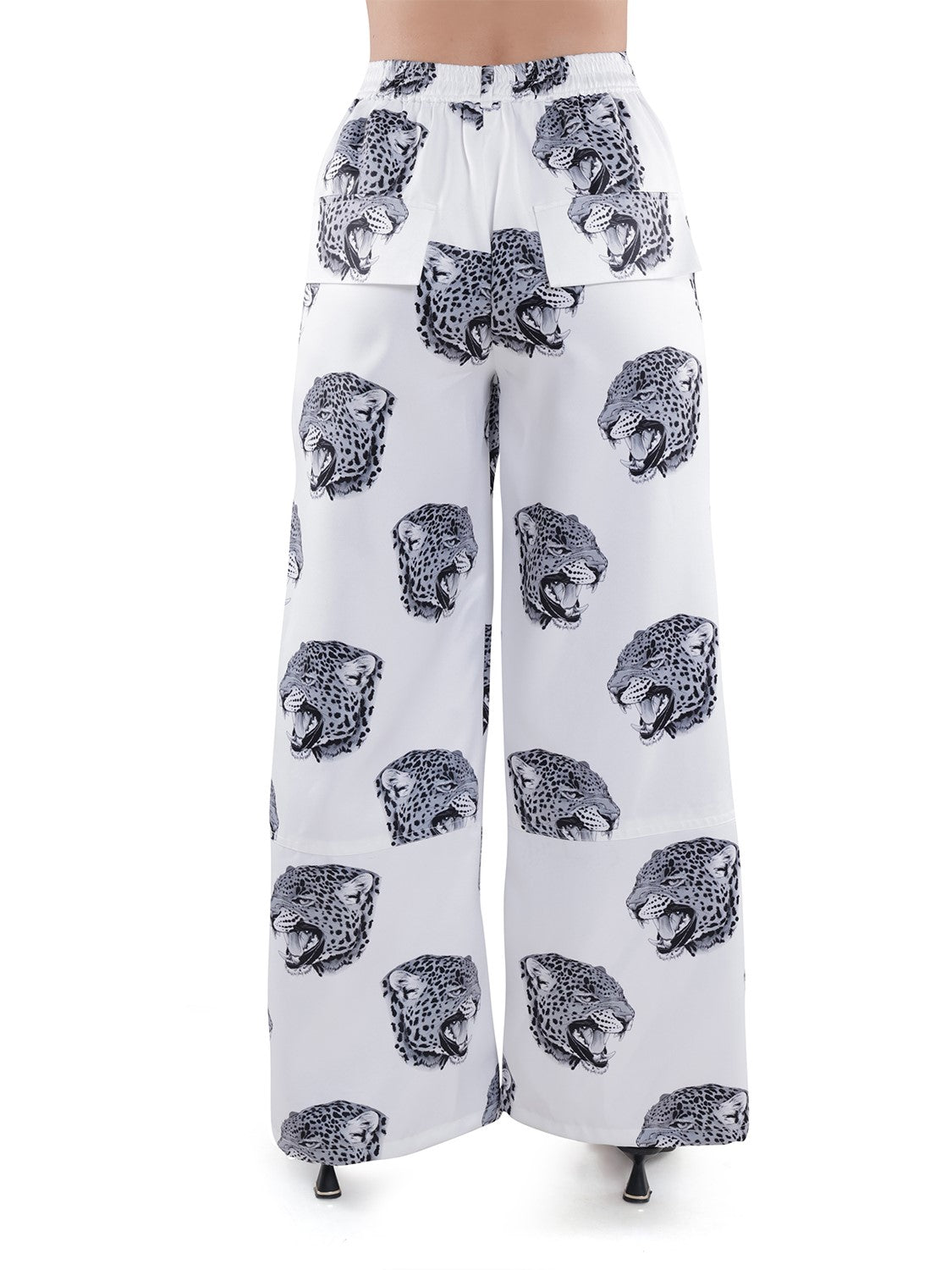 Leopard Printed White Cargo Pant