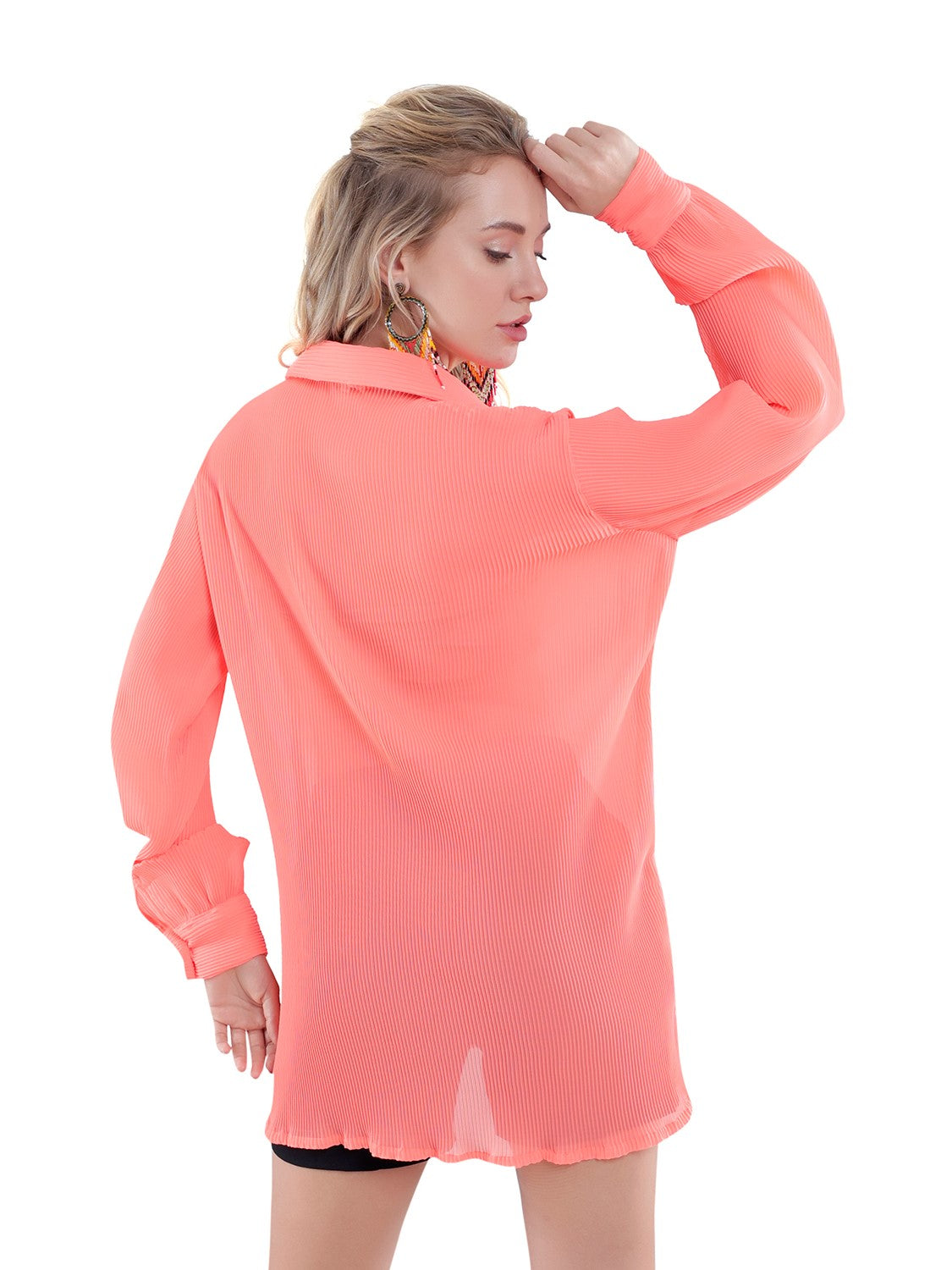 Micro Pleated Orange Shirt