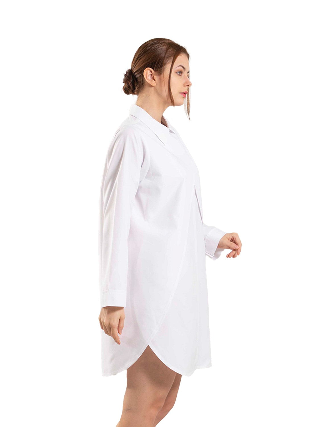 White Overlap Shirt-Dress