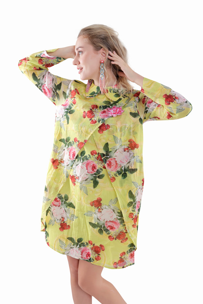 Neon Peonia Overlap Dress