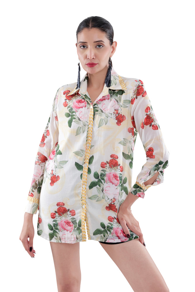 Ivory Peonia Printed Shirt