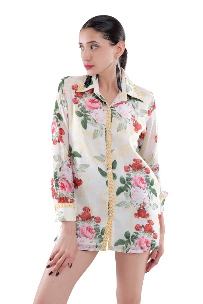 Ivory Peonia Printed Shirt