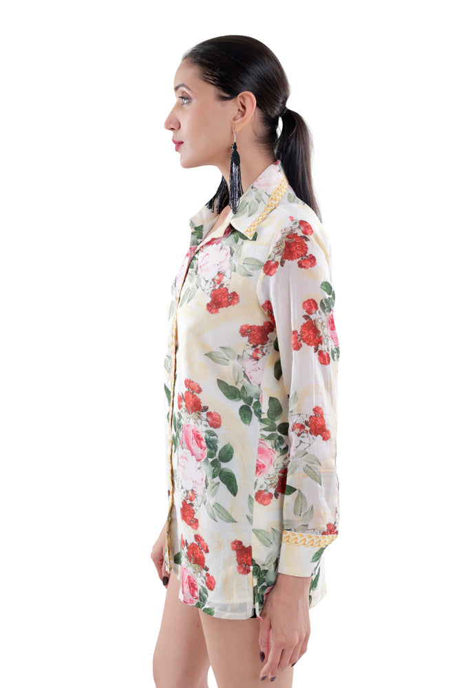 Ivory Peonia Printed Shirt