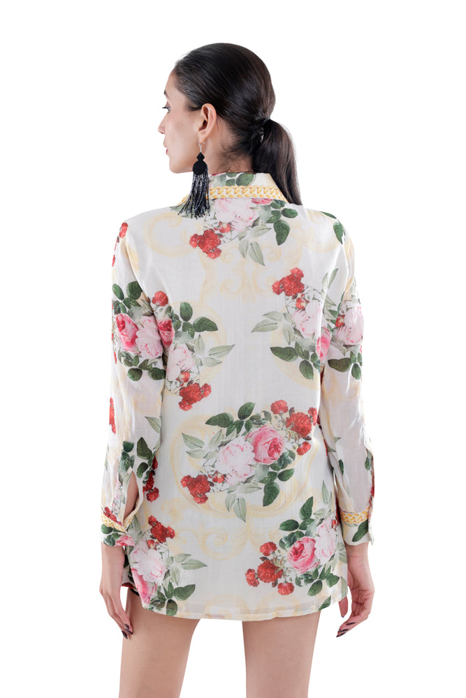 Ivory Peonia Printed Shirt