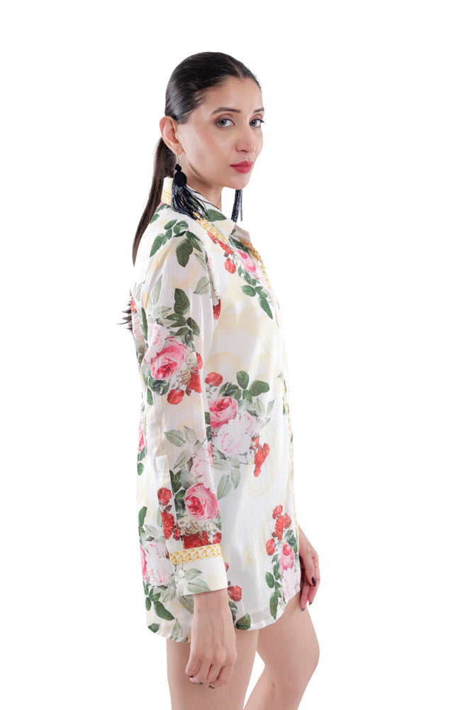 Ivory Peonia Printed Shirt