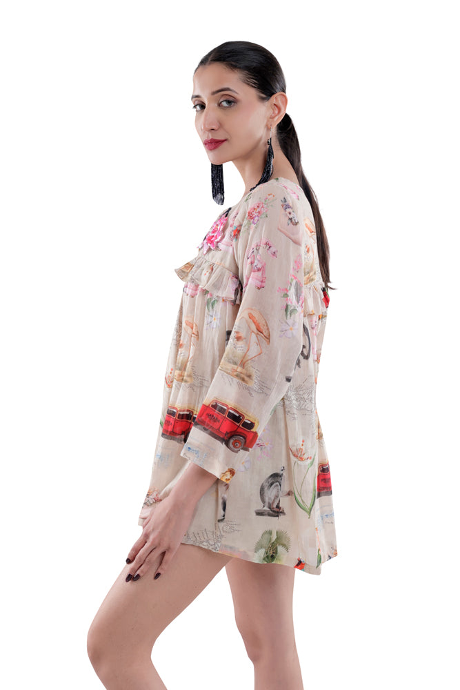 Fauna Printed Peplum Shirt