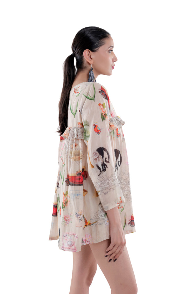 Fauna Printed Peplum Shirt
