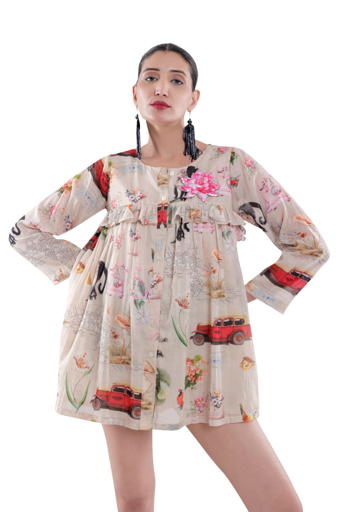 Fauna Printed Peplum Shirt