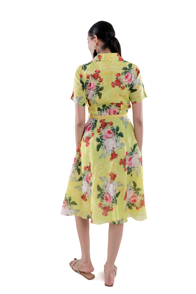 Neon Peonia Midi Dress