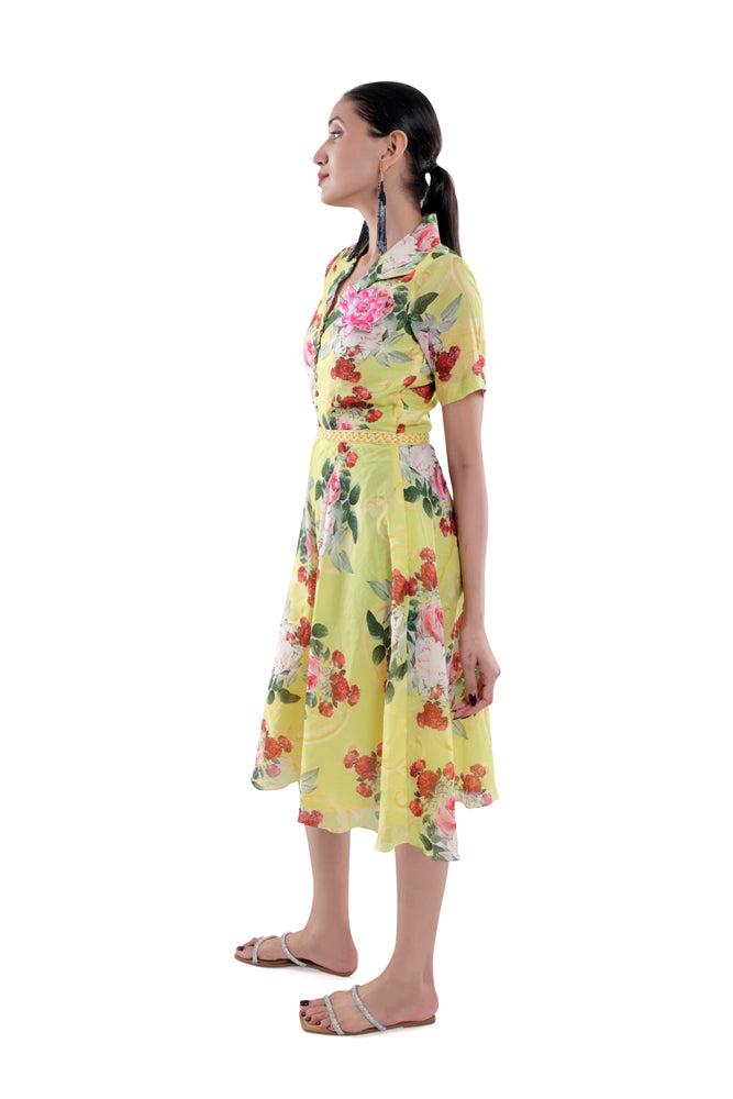 Neon Peonia Midi Dress