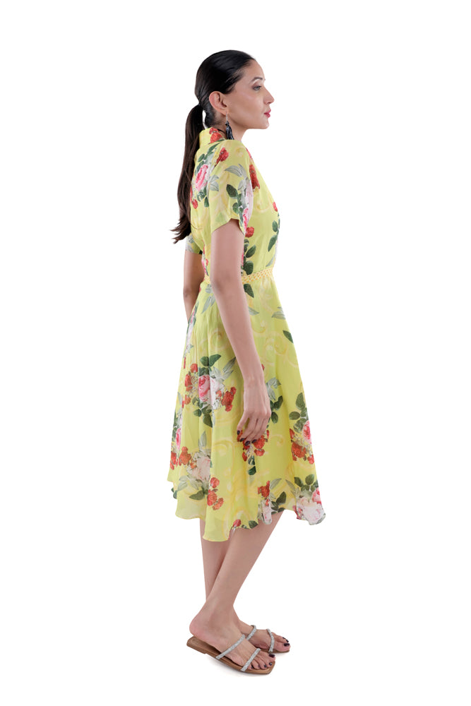 Neon Peonia Midi Dress