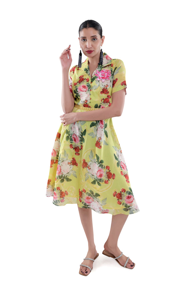 Neon Peonia Midi Dress