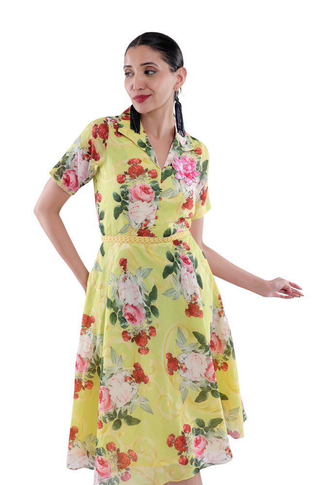 Neon Peonia Midi Dress