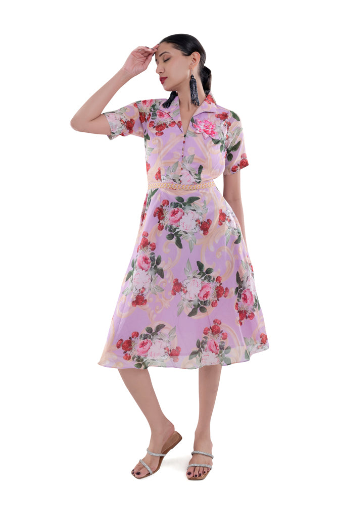 Lavender Peonia Midi Dress