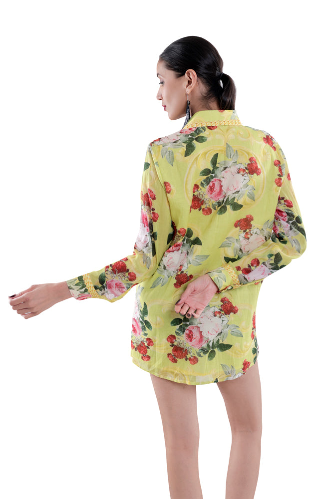 Neon Peonia Printed Shirt