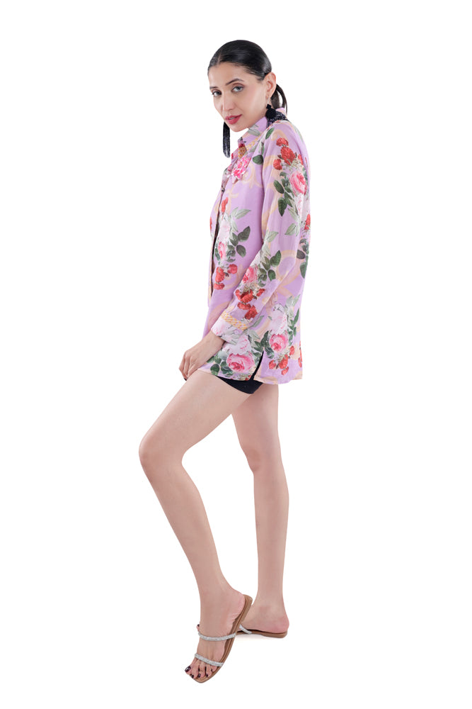 Lavender Peonia Printed Shirt