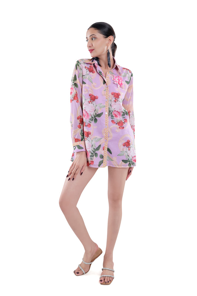 Lavender Peonia Printed Shirt