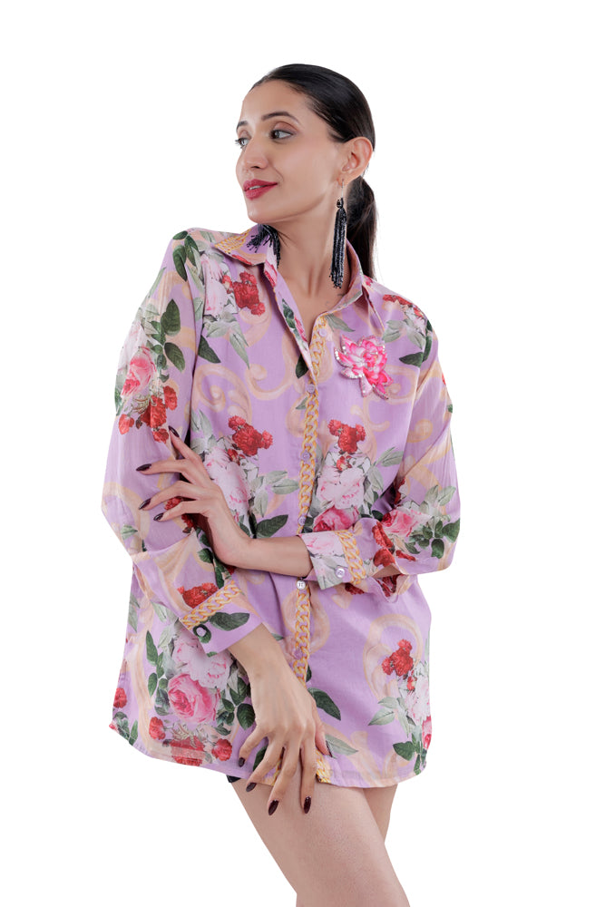 Lavender Peonia Printed Shirt