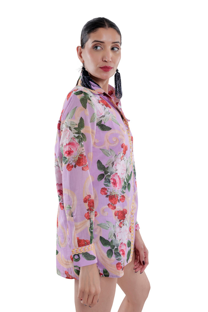 Lavender Peonia Printed Shirt