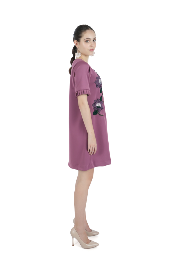 Floral Applique Pink Dress