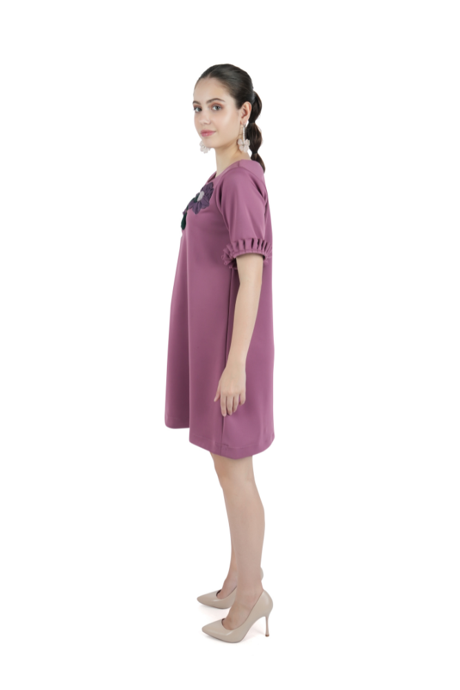Floral Applique Pink Dress