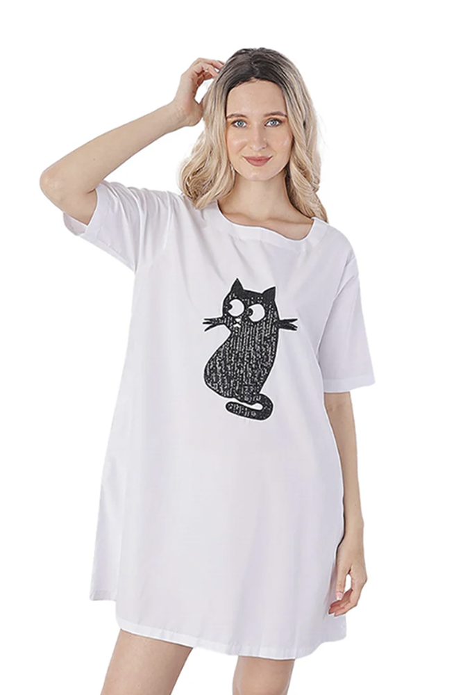 Cat Embroidered Dress