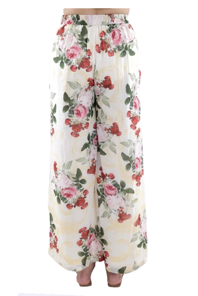 Ivory Peonia Printed Parallel Pant