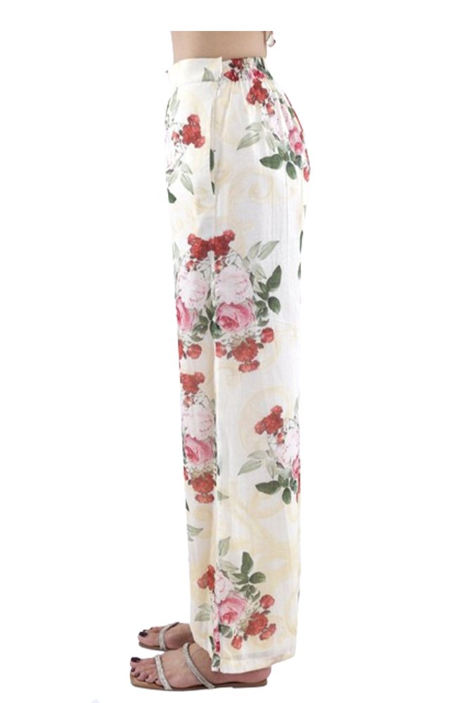 Ivory Peonia Printed Parallel Pant