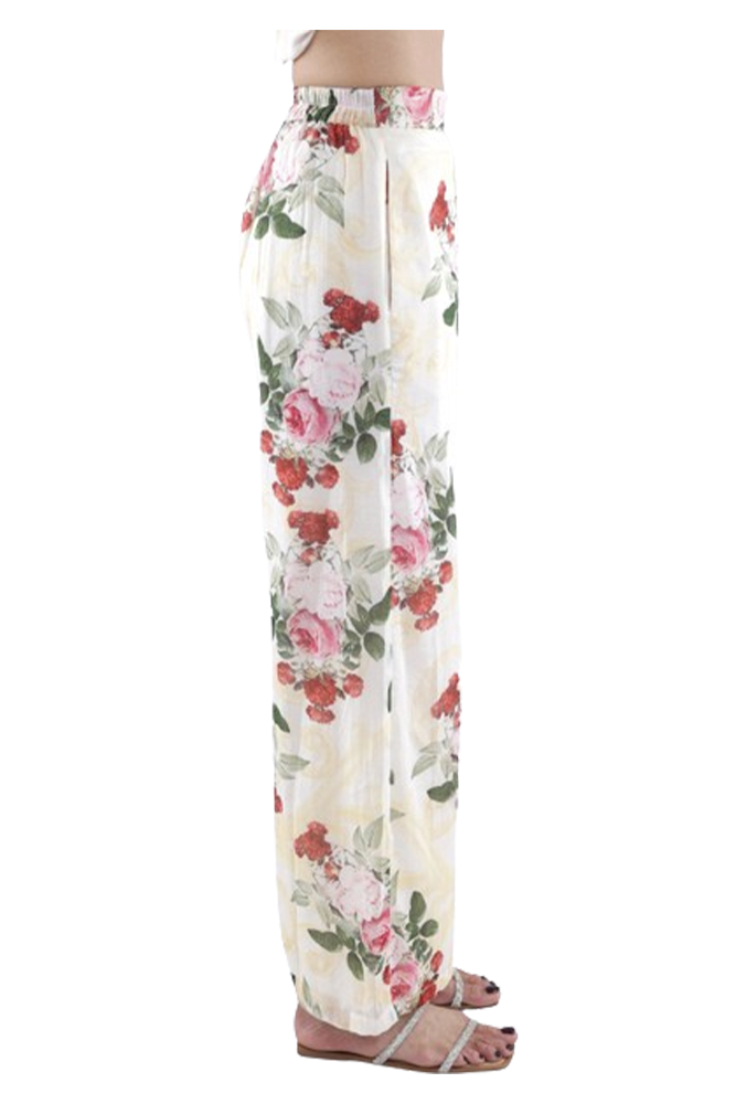 Ivory Peonia Printed Parallel Pant