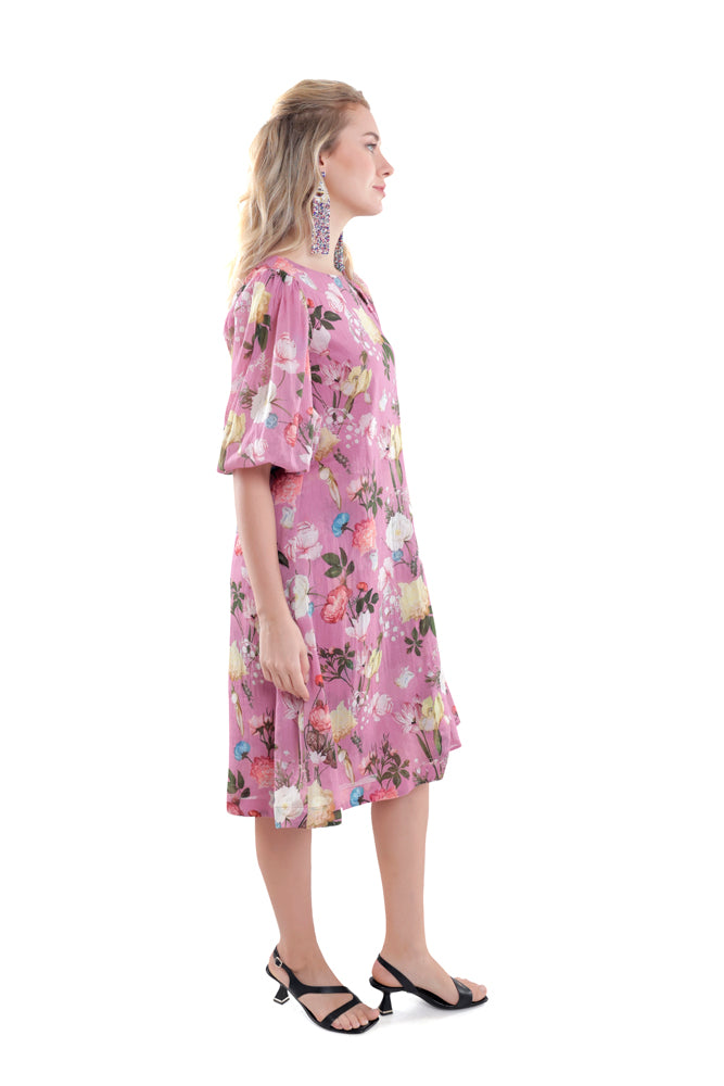 Azalea Printed Side Pleated Dress