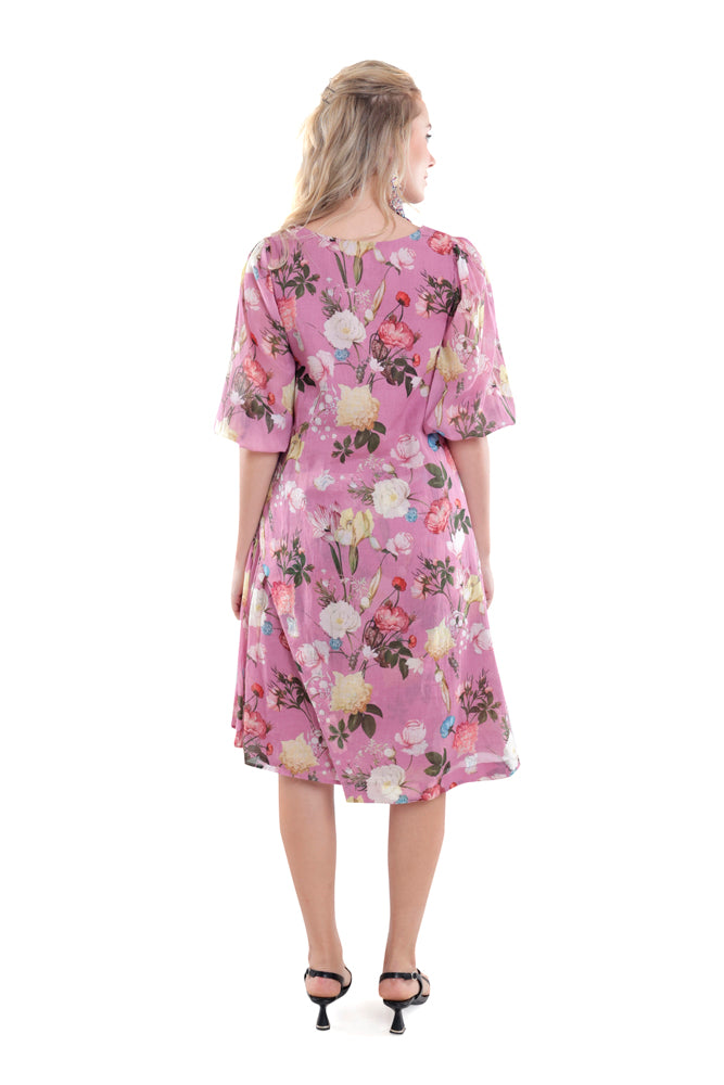 Azalea Printed Side Pleated Dress