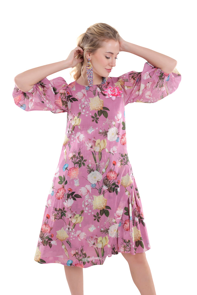 Azalea Printed Side Pleated Dress