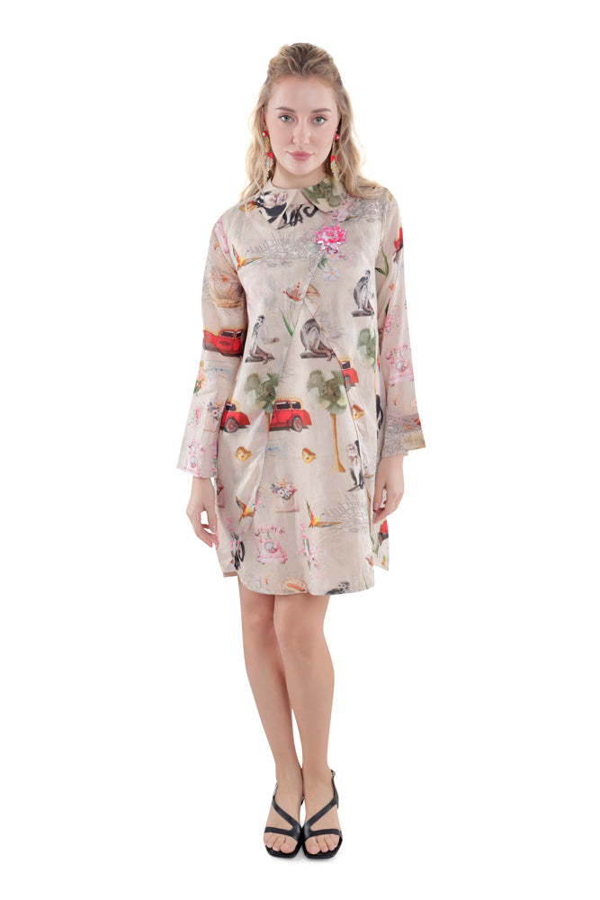 Fauna Printed Overlap Dress