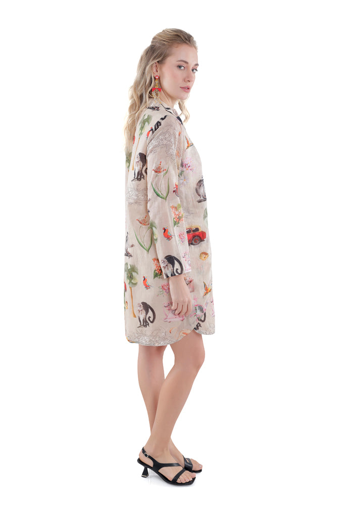 Fauna Printed Overlap Dress