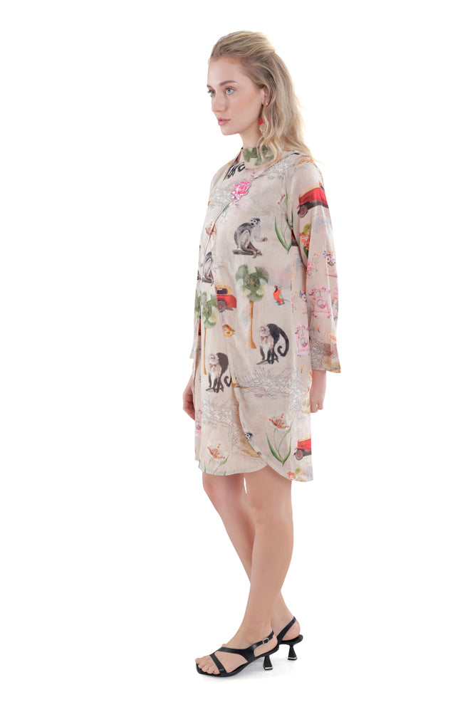 Fauna Printed Overlap Dress