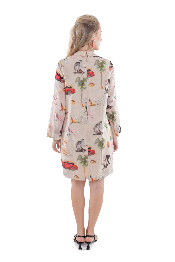 Fauna Printed Overlap Dress