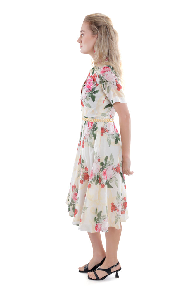 Ivory Peonia Midi Dress