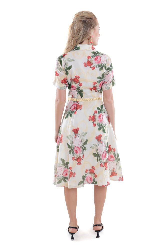 Ivory Peonia Midi Dress