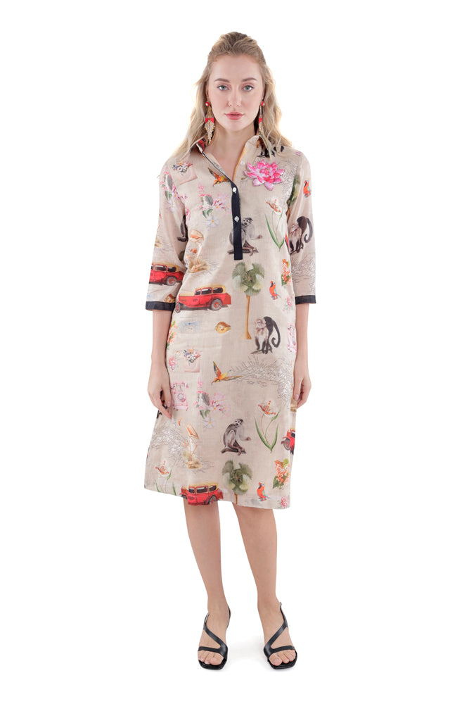 Fauna Printed Straight Shirt Dress