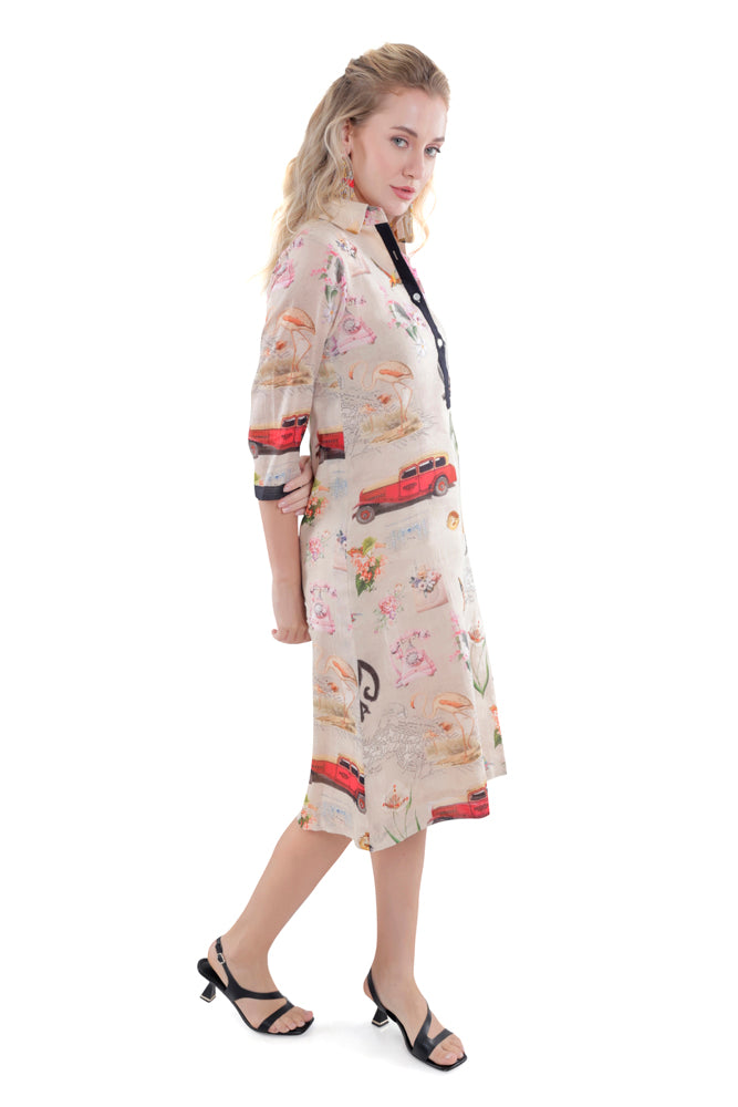 Fauna Printed Straight Shirt Dress
