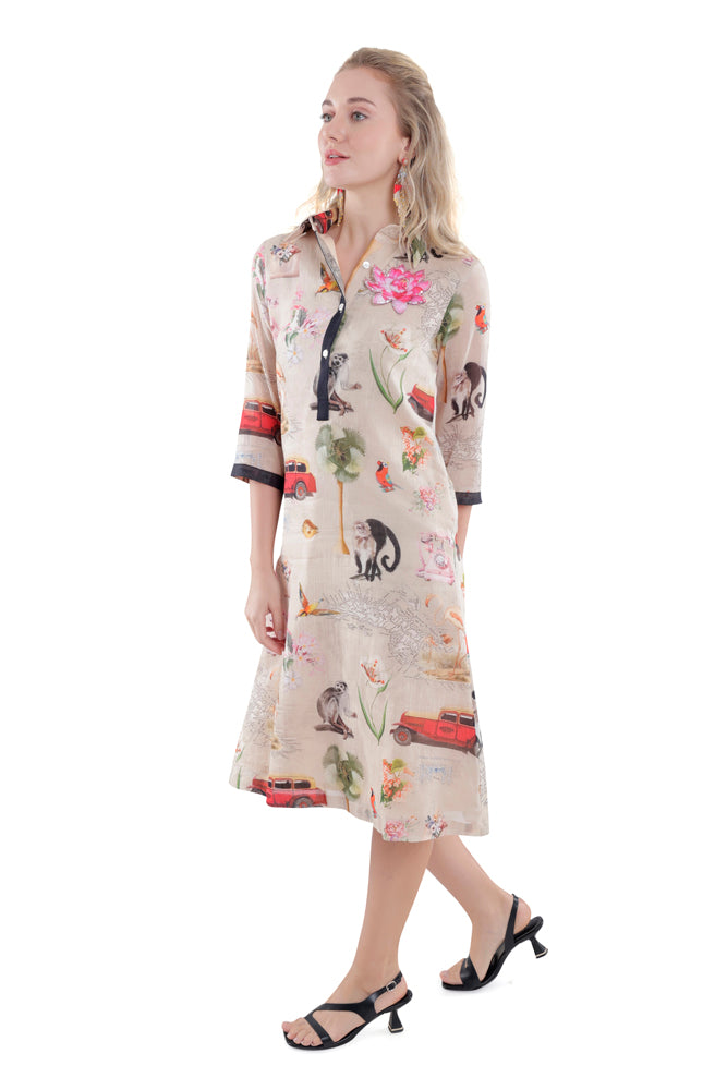 Fauna Printed Straight Shirt Dress