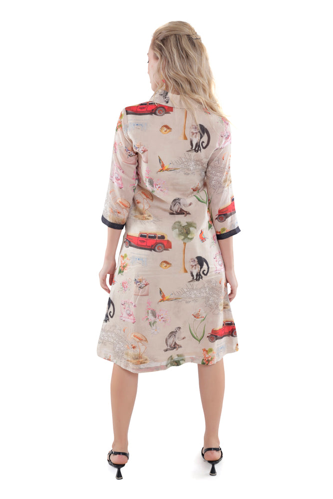 Fauna Printed Straight Shirt Dress